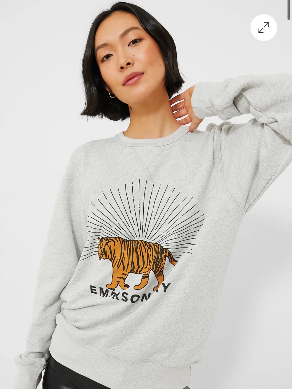EMERSON FRY Gray Tiger Sweatshirt Size Large
